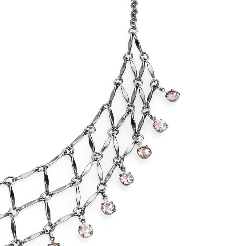 Ruthenium White Metal Necklace with Top Grade Crystal in Light Amethyst