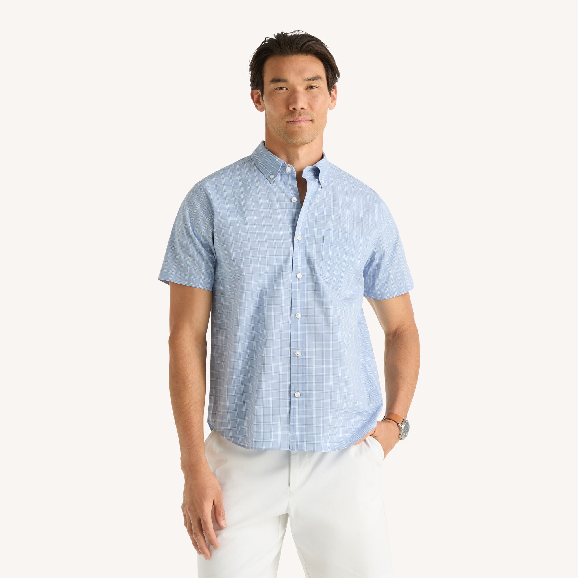 Nautica Mens Wrinkle-Resistant Classic Fit Plaid Shirt