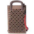 Christian Louboutin Trictrac Handbag Gray Beige Leather Studded