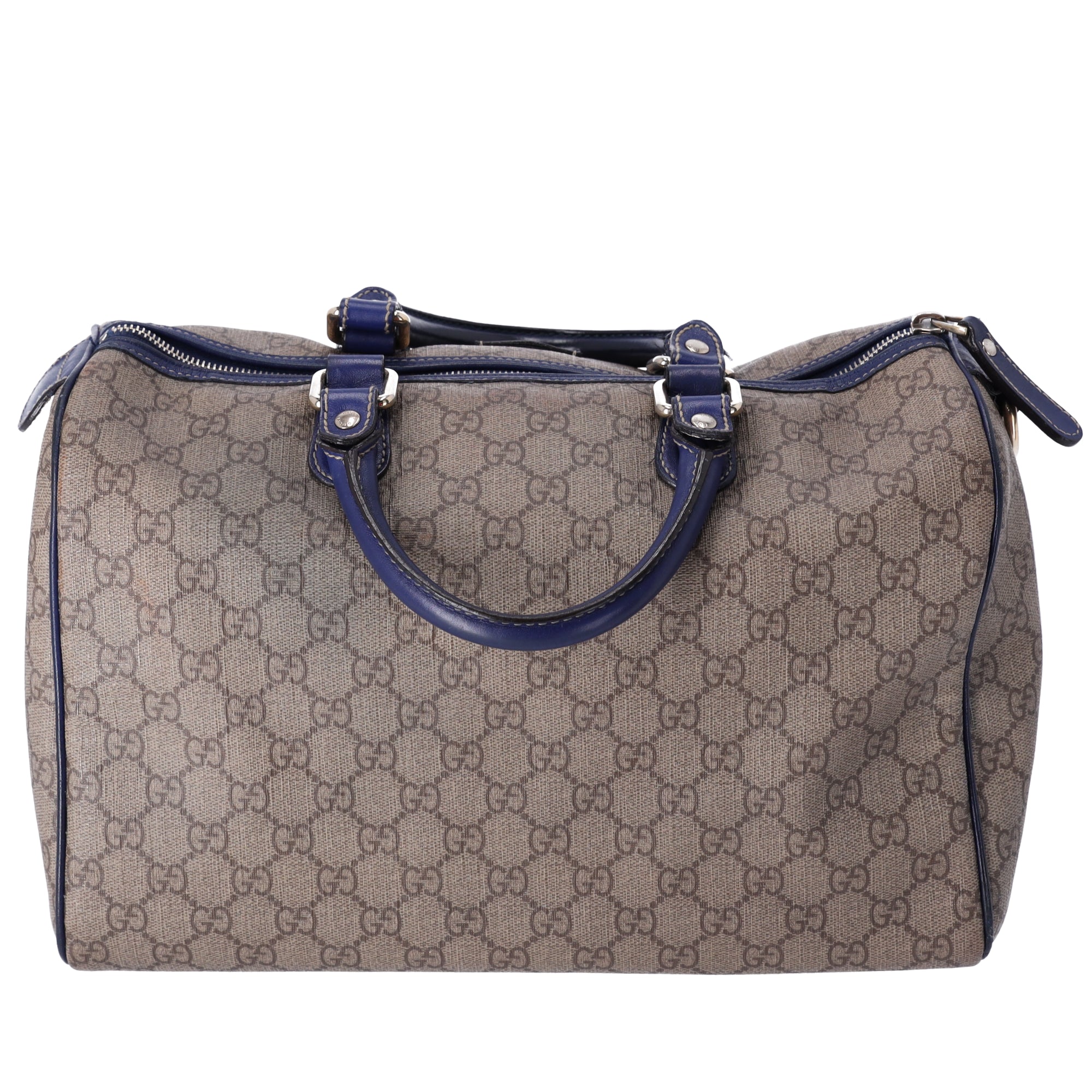 GUCCI GG Handbag 195451 Beige Navy Multi PVC Leather US Flag