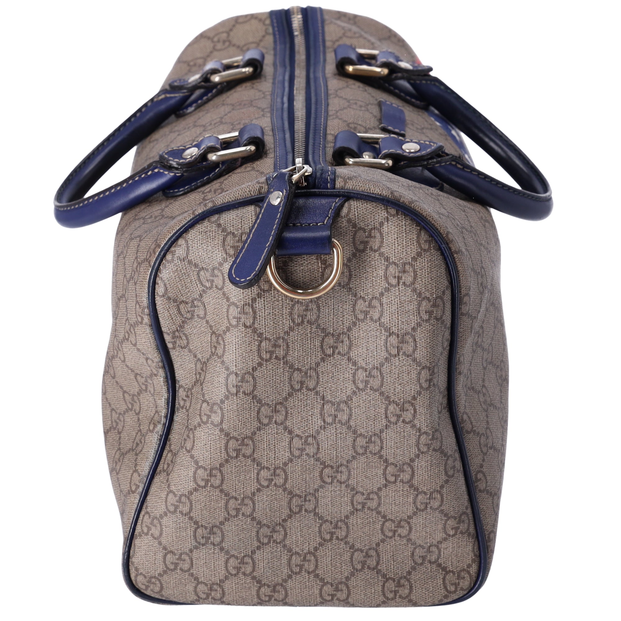 GUCCI GG Handbag 195451 Beige Navy Multi PVC Leather US Flag