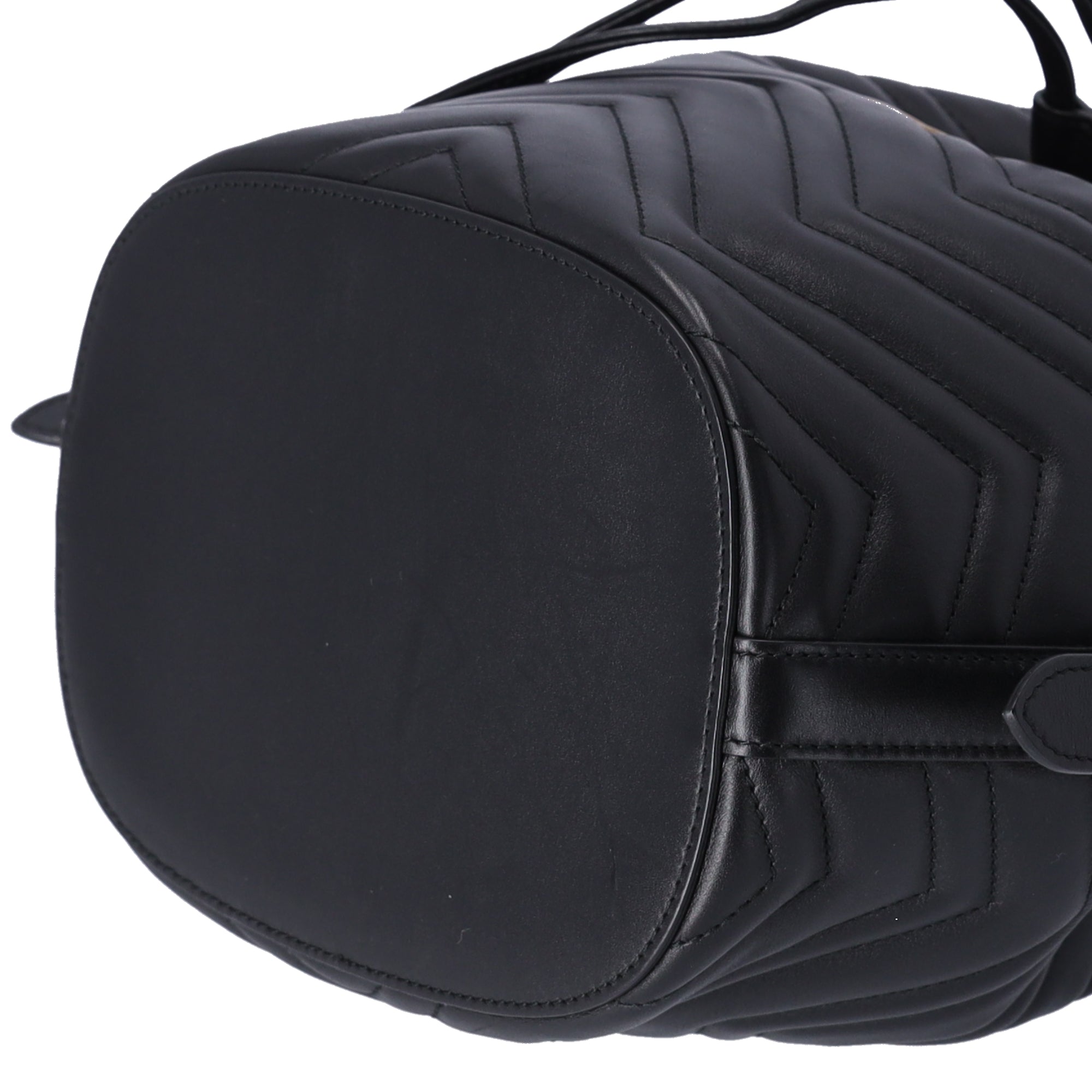 GUCCI GG Marmont Shoulder Bucket Bag 476674 Black Leather