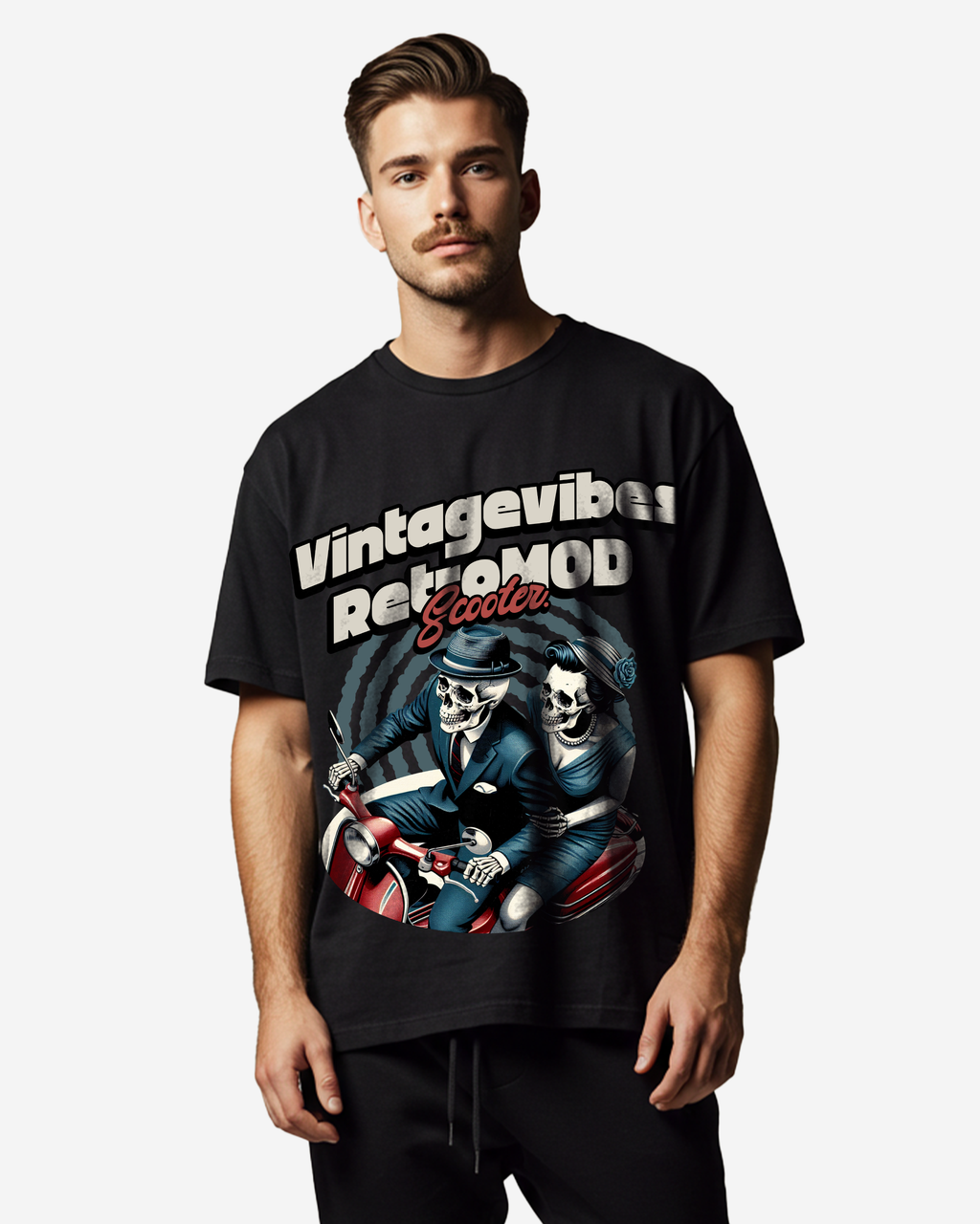 Retro Mod Scooter Men's Oversized T-Shirt