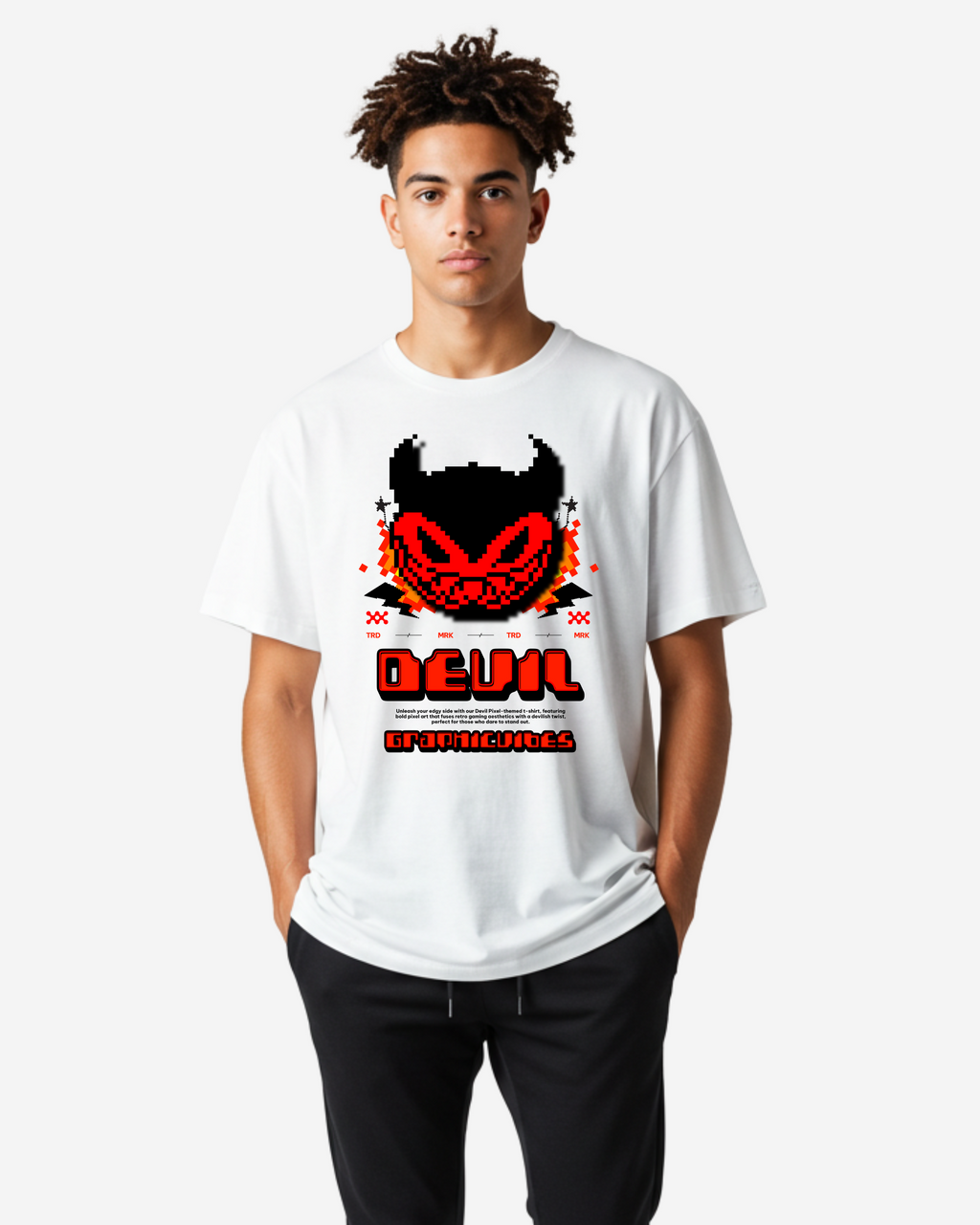 Devil Pixels Men's Oversized T-Shirt