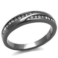 IP Light Black Stainless Steel Ring with Top Grade Crystal in Clear