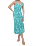 Rose Cotton Eyelet Embroidered Midi Dress In Blue/green