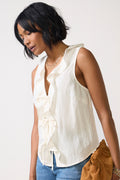 Women's Tie Front Ruffle Tank Top