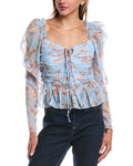 REVERIEE Pleated Chiffon Top