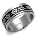 High polished (no plating) Stainless Steel Ring with Epoxy in Jet