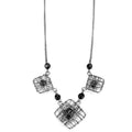Ruthenium White Metal Necklace with Synthetic Synthetic Glass in Jet