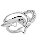 Rhodium Brass Ring with Top Grade Crystal in Clear