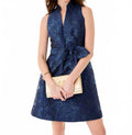 Tazie Dress In Low Tide Navy Nightshade Brocade