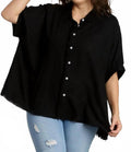 With Out Your Love Button Front Top - Plus Size In Black
