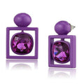 No Plating Stainless Steel Earrings with Top Grade Crystal in Fuchsia
