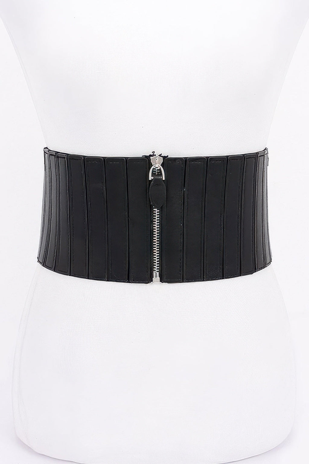 Multi Pu Zip Front Elastic Belt