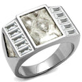 No Plating Stainless Steel Ring with AAA Grade CZ in Clear