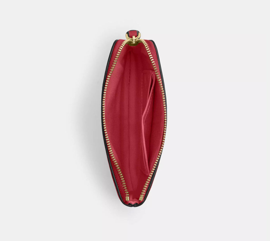 NWT Coach Leather Corner Zip Wristlet Wallet Gold/Red