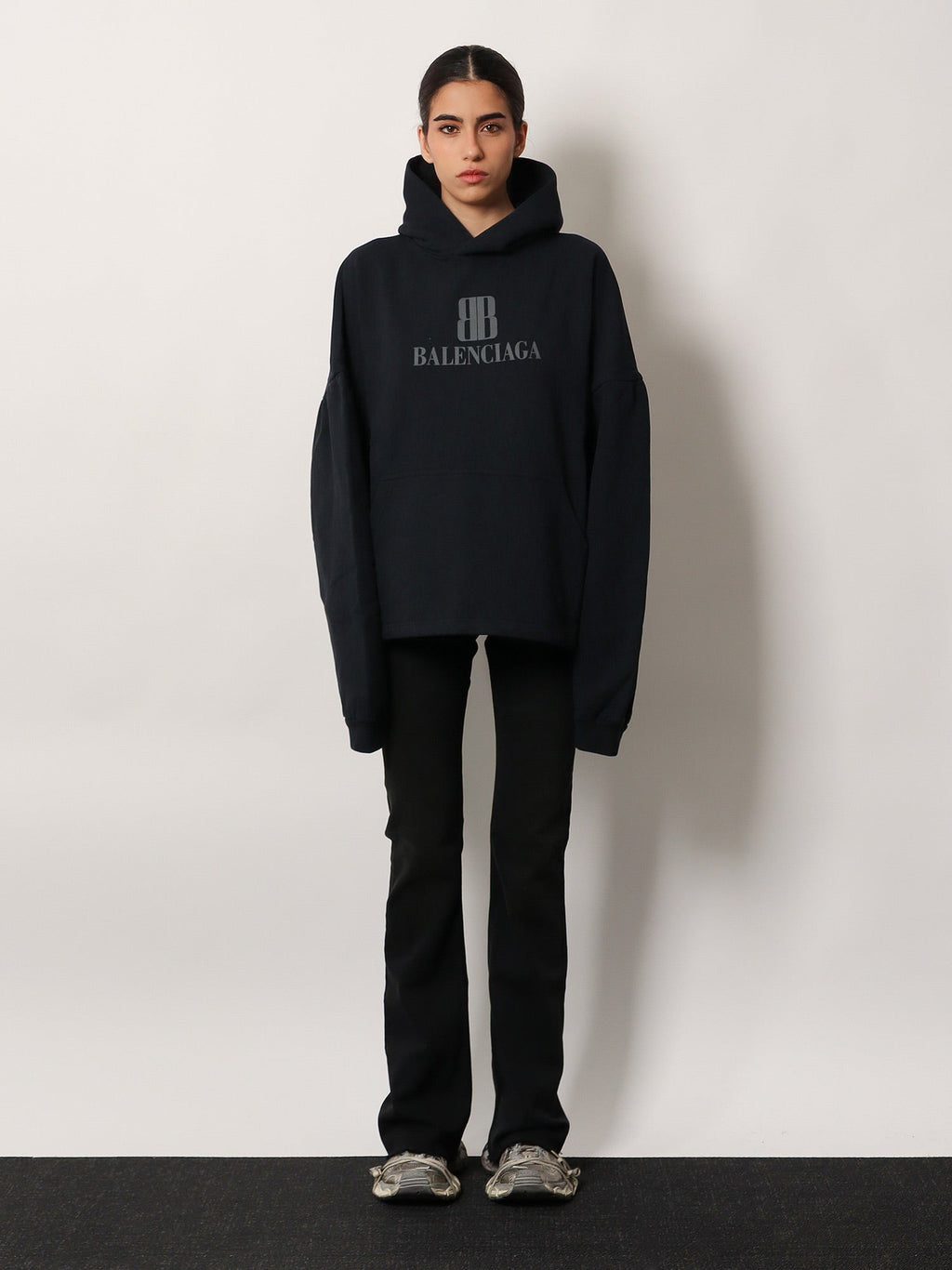 Balenciaga Women Cropped Cotton Sweatshirt