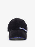 Balenciaga Men Cotton Baseball Hat With Distressed Effect