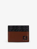 Fendi Men Leather And Ff Fabric Card Holder