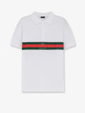 Gucci Men Cotton Polo Shirt With Web Print On The Front