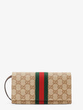 Gucci Women Gg Fabric Shoulder Bag With Nastro Web Detail
