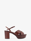 Miu Miu Women Leather Heeled Sandals With Engraved Logo On The Side