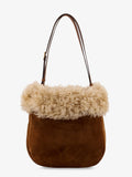 Saint Laurent Women Suede Shoulder Bag With Shearling Profile