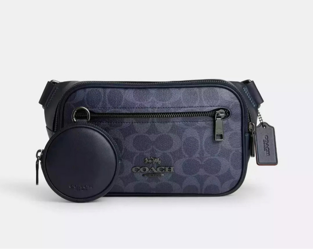 NWT Coach Unisex Elias Belt Bag In Signature Canvas & Leather