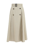 Burberry Women Midi Trench Skirt In Gabardine