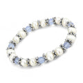 Antique Silver White Metal Bracelet with Synthetic Pearl in Sea Blue