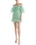 Monique Lhuillier Off the Shoulder Organdy Silk-Lined Mini Dress