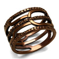 IP Coffee light Brass Ring with AAA Grade CZ in Light Coffee
