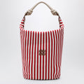 Miu Miu Striped Canvas Bag In Red/Cognac Women
