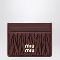 Miu Miu Bordeaux Matelasse Nappa Card Holder Women