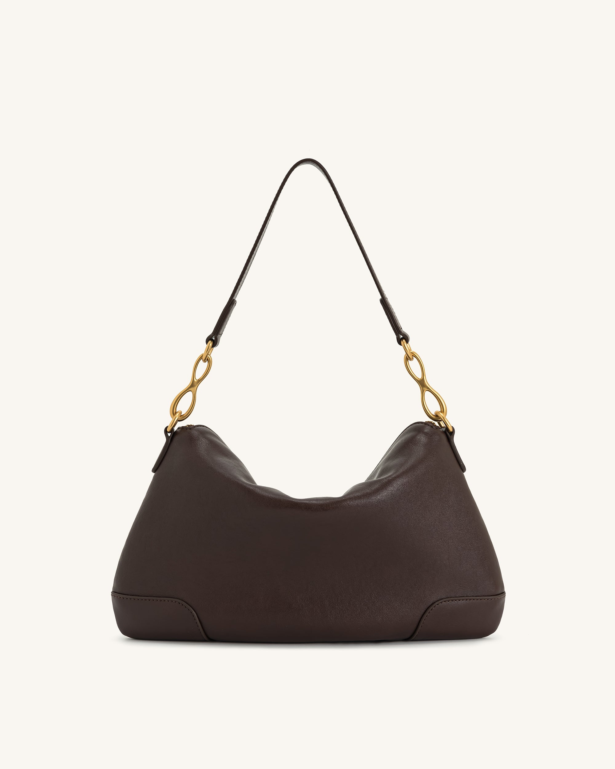 Jayla Metal Pendant Embellished Shoulder Bag - Dark Brown
