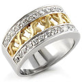 Reverse Two-Tone 925 Sterling Silver Ring with AAA Grade CZ in Clear