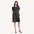 Nautica Womens Chambray Tiered Dress
