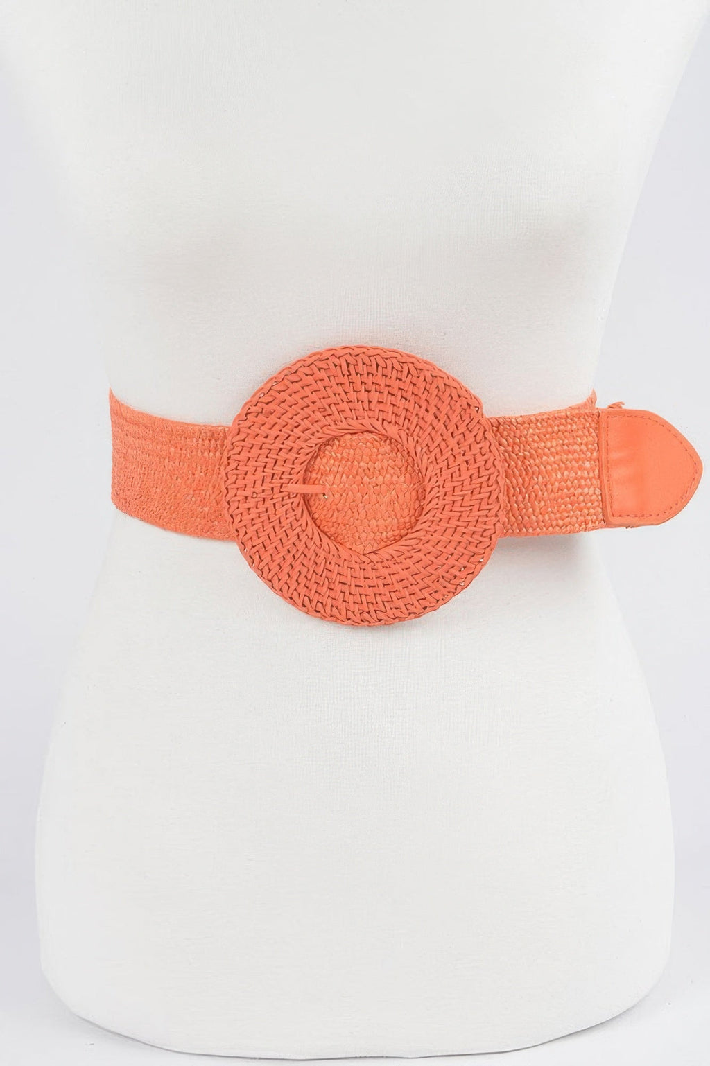 Round Handmade Bamboo Buckle Elastic Belt