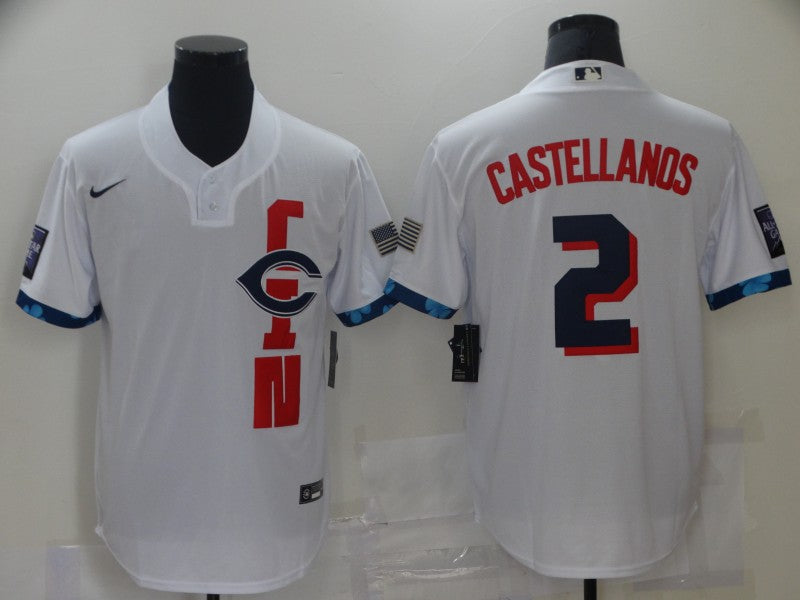 Men's Cincinnati Reds Nicholas Castellanos #2 White Replica Baseball Jersey1