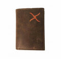 Leather Tri Fold X Wallet In Brown/orange
