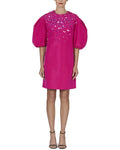 Carolina Herrera Dramatic Sleeve Silk Shift Dress