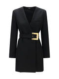 Balmain Women Grain De Poudre Blazer With Belt