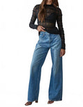 Woven Lace See Through Mock Top In Black