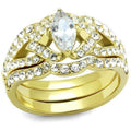 IP Gold(Ion Plating) Stainless Steel Ring with AAA Grade CZ in Clear