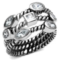 High polished (no plating) Stainless Steel Ring with AAA Grade CZ in Clear