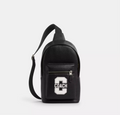 NWT Coach Leather West Pack Sling Bag with Varsity Motif In Black