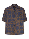 Loewe X Paula`S Ibiza Men Short-Sleeved Silk Twill Shirt With All-Over Anagram Print