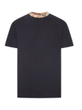 Burberry Men Cotton T-Shirt With Checked Trim