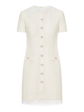 Self-Portrait Women Cream-Coloured Mini Dress With Boucle Lace Coverings